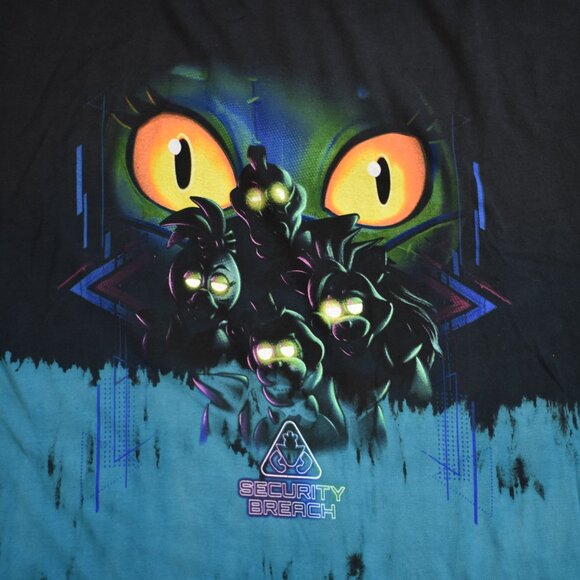 Five Nights At Freddy's: Security Breach Mens Black & Blue Wash Shirt New - Picture 2 of 4